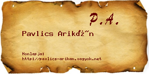Pavlics Arikán névjegykártya